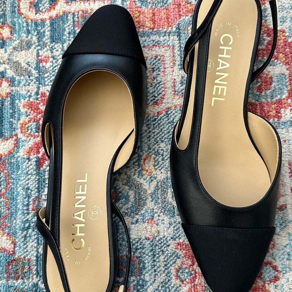 Chanel‎ coco flat sling backs